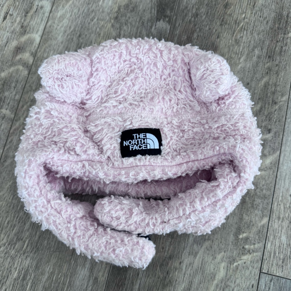 The North Face Kids' Pink Fuzzy Fleece Bear Hat - Size: 6-24Months